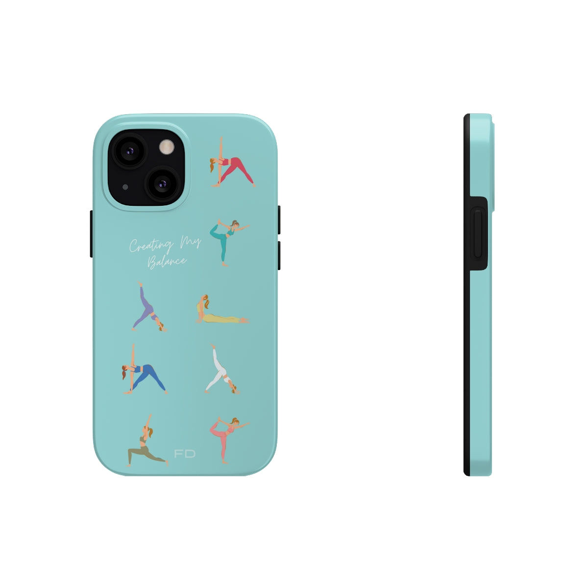 Blue iPhone Tough Case with Wireless Charging for Yoga Enthusiasts