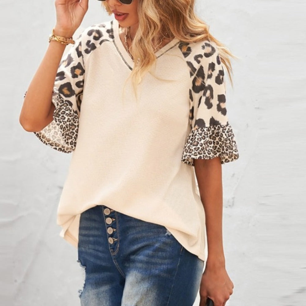 Leopard Print Womens Sleeve Top