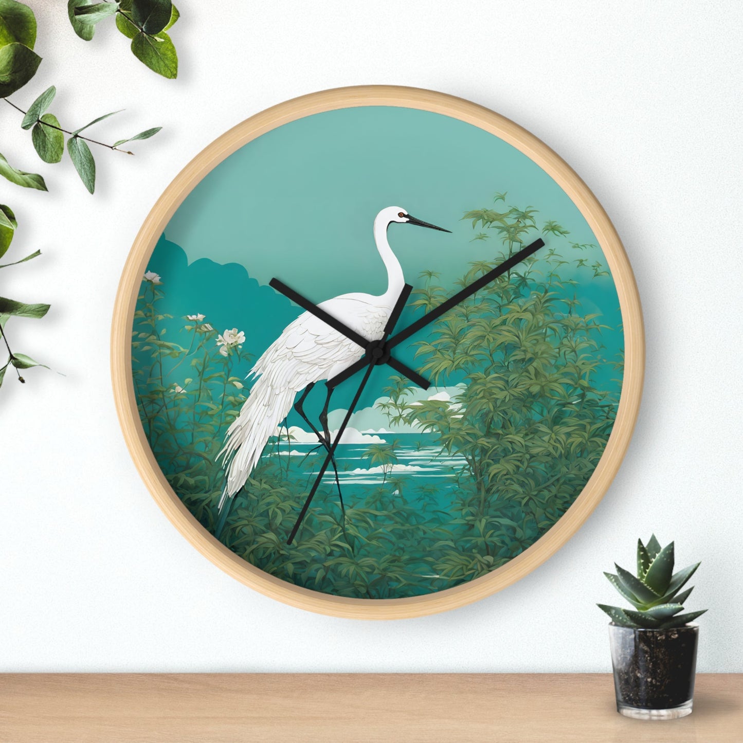 Japanese Crane Art Wall Timepiece