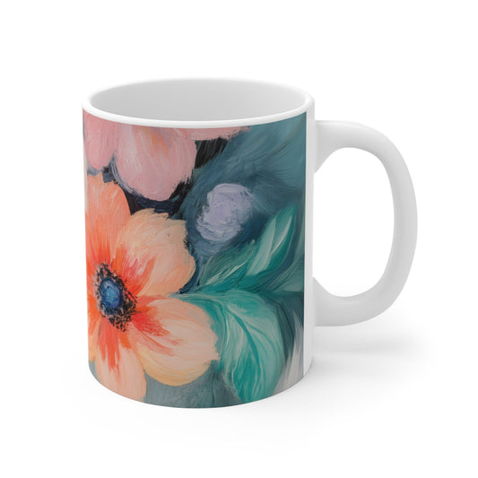 Gentle Blue Floral Patterned Mug