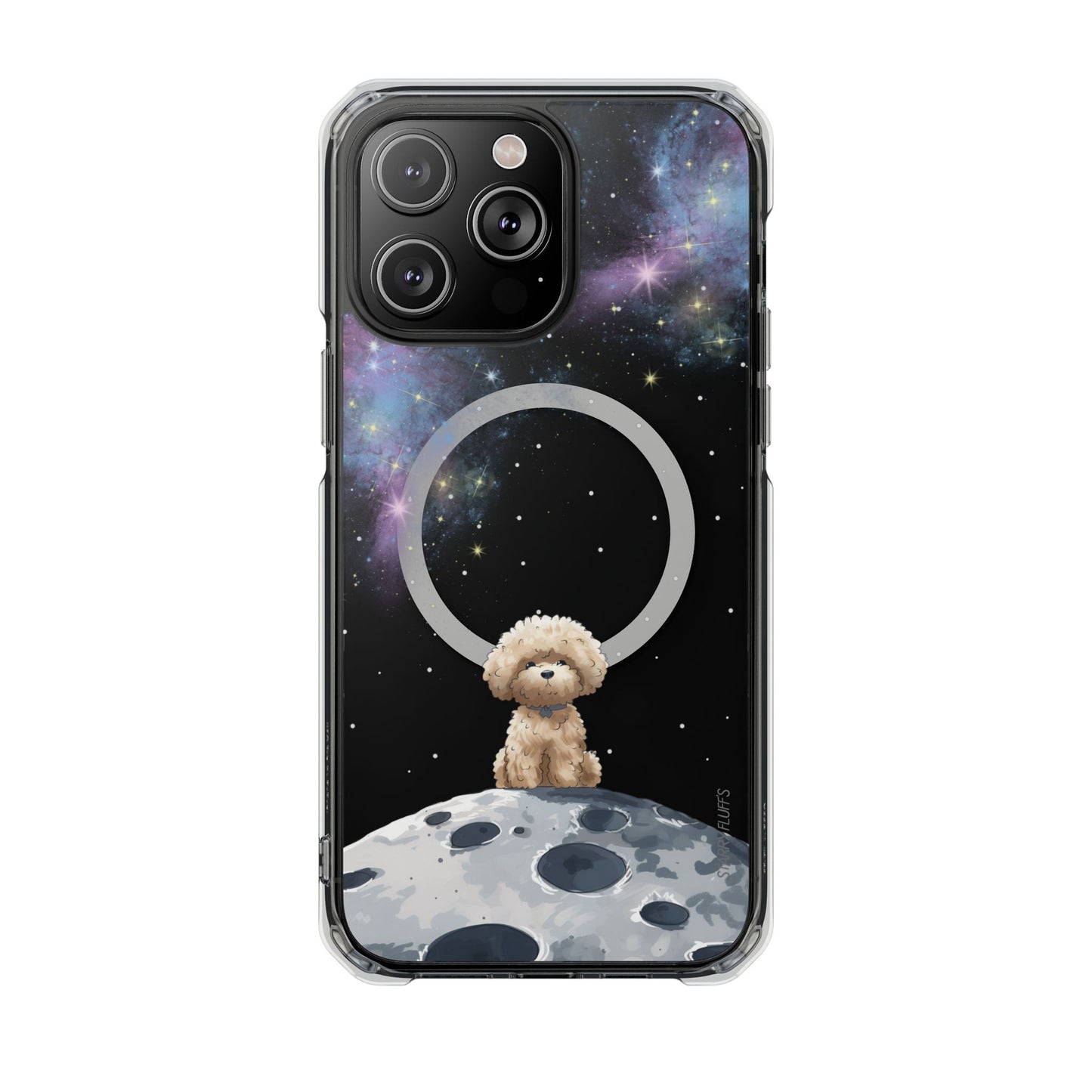 Pookie the Poodle in Space - Magnetic Clear Case for iPhone Models by Starry Fluff