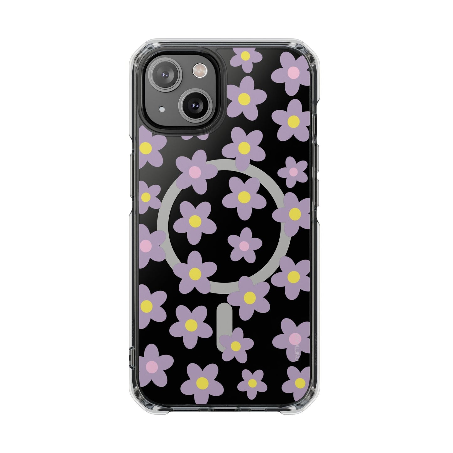 Magnetic Clear Case for iPhone Series with Purple Daisy Design