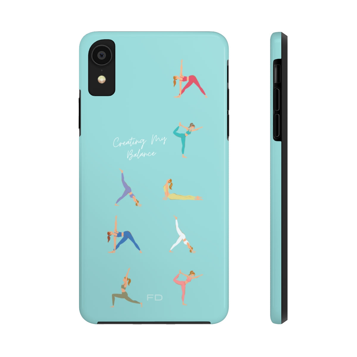 Blue iPhone Tough Case with Wireless Charging for Yoga Enthusiasts