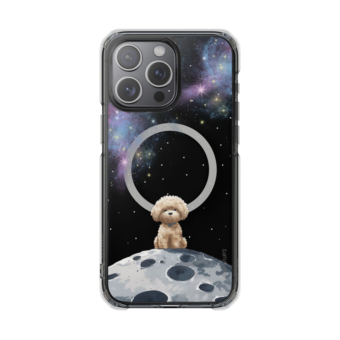 Pookie the Poodle in Space - Magnetic Clear Case for iPhone Models by Starry Fluff