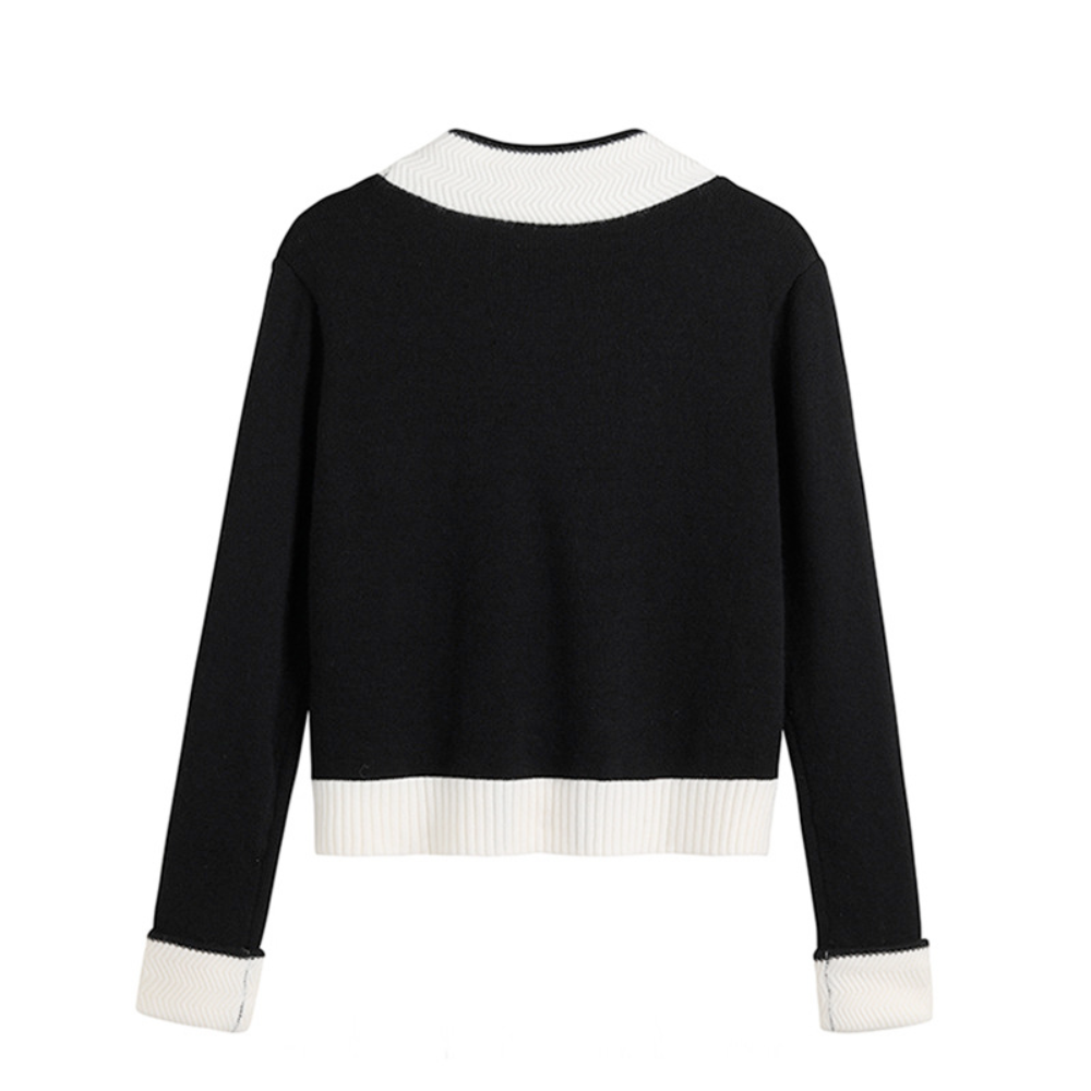 Women's V-Neck Contrast Sleeve Cardigan