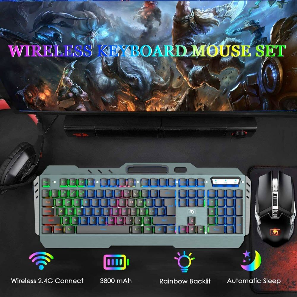 Professional Metal Gaming Keyboard and Mouse Set with Wireless Connectivity - Ninja Dragon Edition
