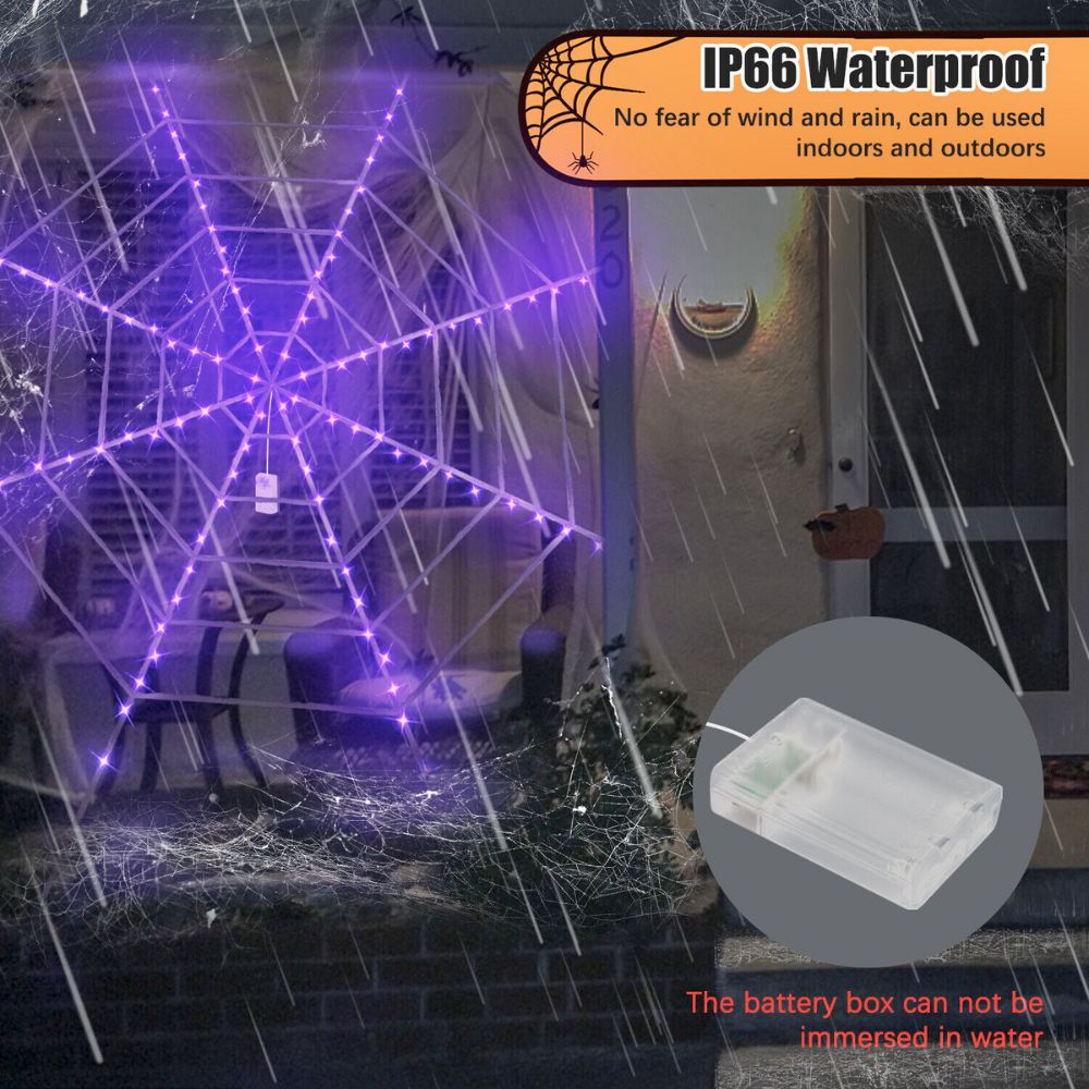 Huge Illuminated Halloween Cobweb Decorative Prop