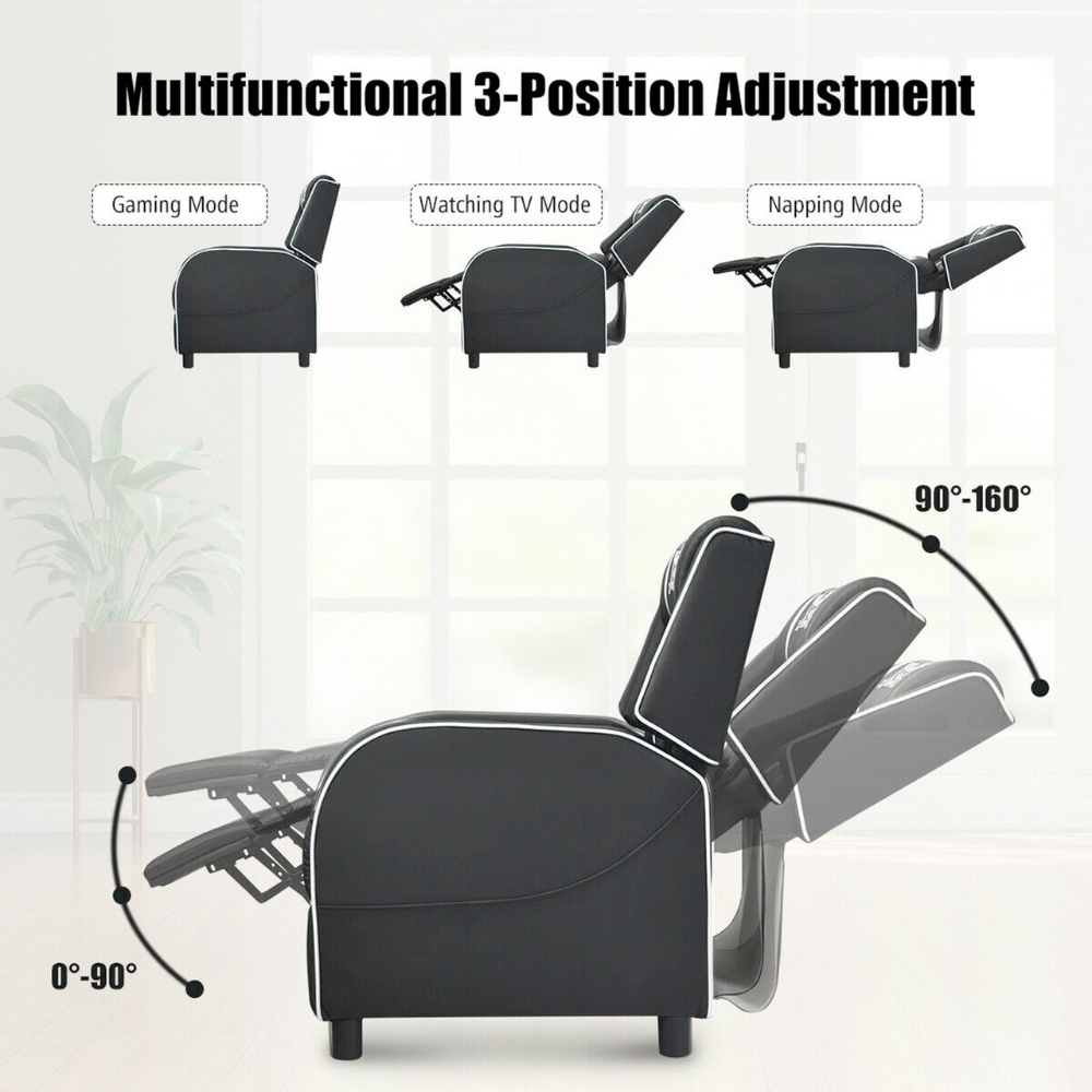 Massage Gaming Chair with Lumbar Support and Reclining Feature
