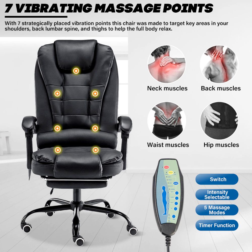 Deluxe 5-Mode Massage Office Chair with Adjustable Foot Support