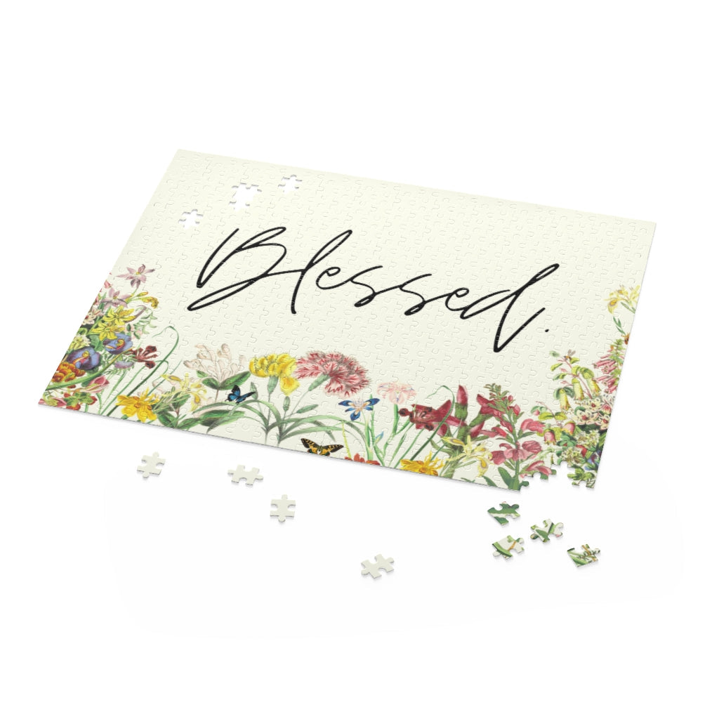 Floral 500-Piece Jigsaw Puzzle with Inspirational Saying
