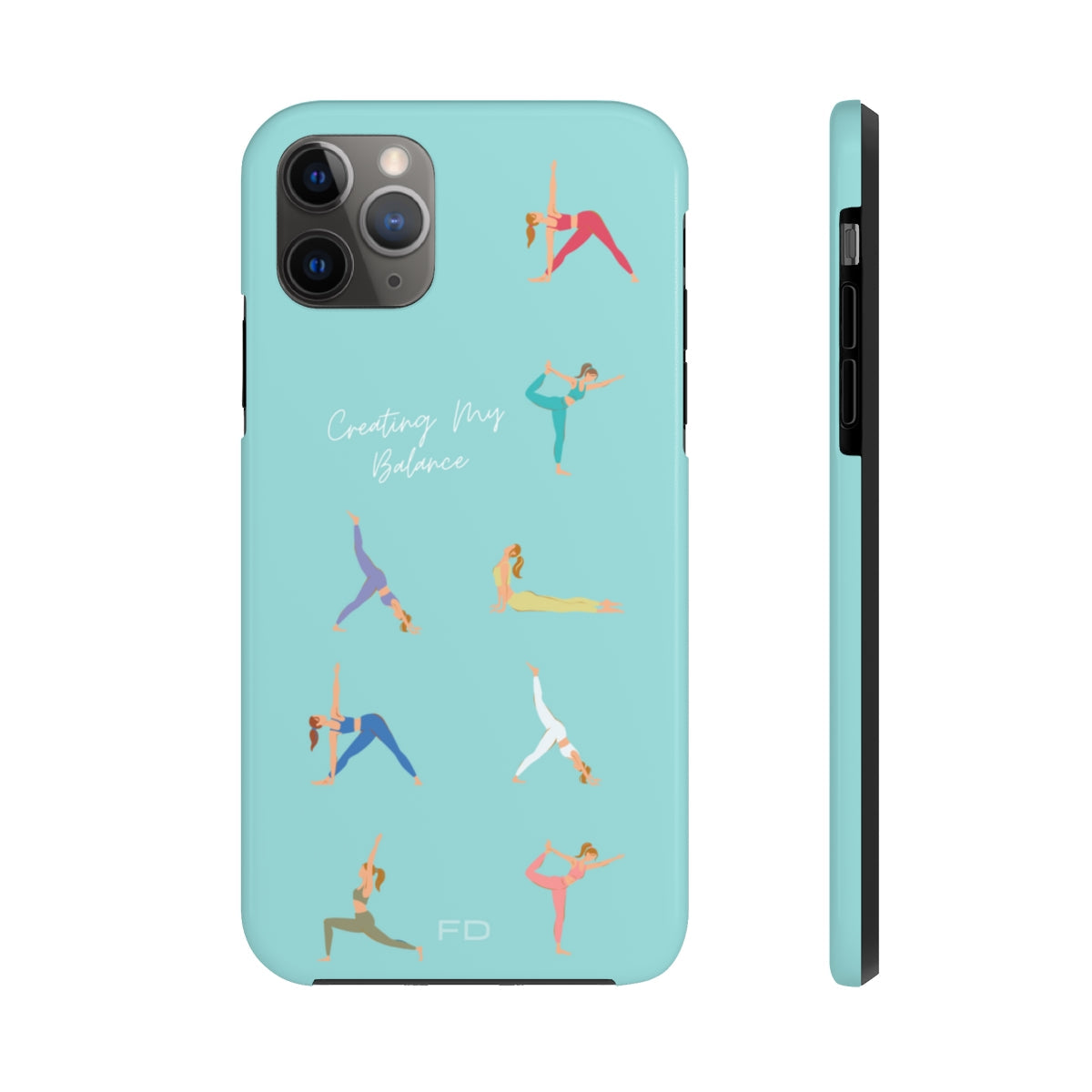Blue iPhone Tough Case with Wireless Charging for Yoga Enthusiasts