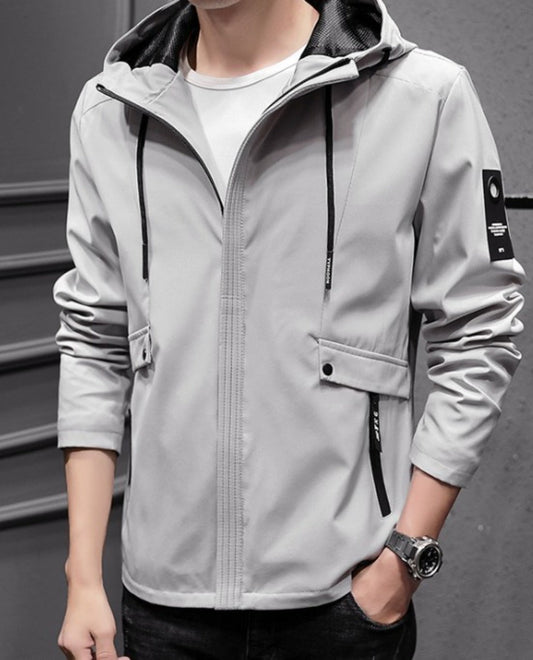 Zippered Street Style Hooded Jacket for Men