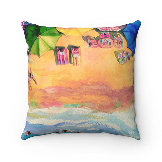 Vibrant Beach-themed Square Pillow - Available in 4 Sizes