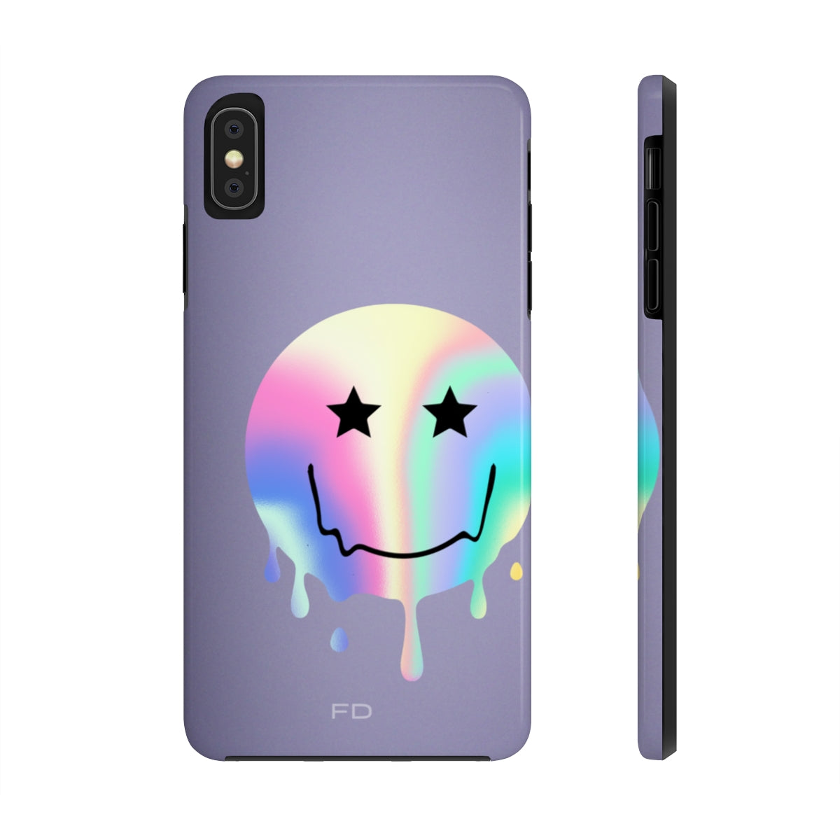 Durable iPhone Case with Starry Happy Face Design and Wireless Charging Capability