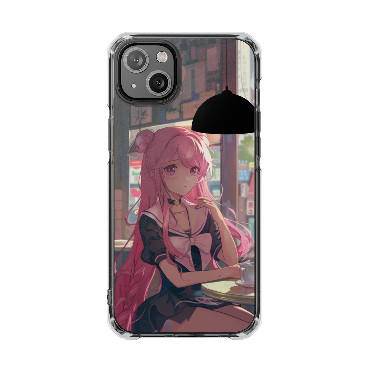 Chill Anime Girl Magnetic iPhone Case for Cafe Vibes