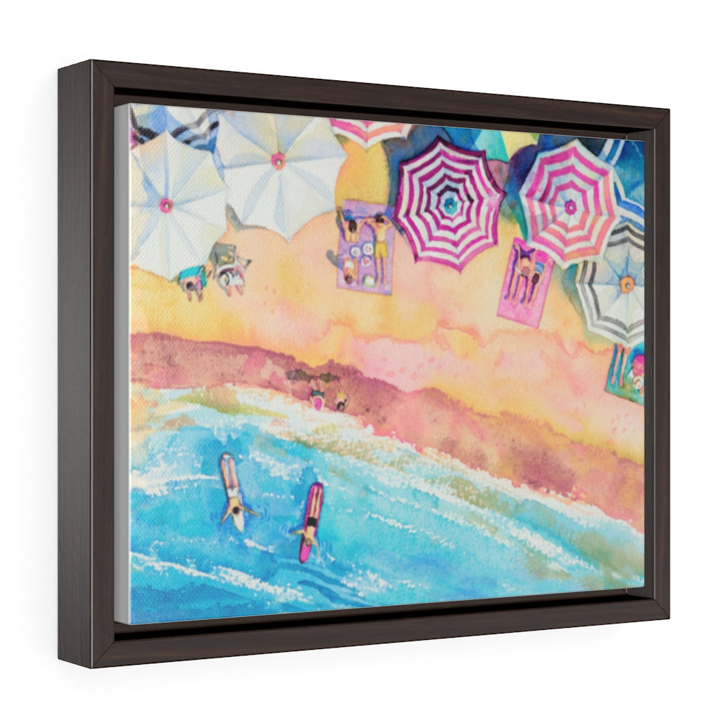 Beach Day: A Vibrant Horizontal Framed Premium Gallery Wrap Canvas