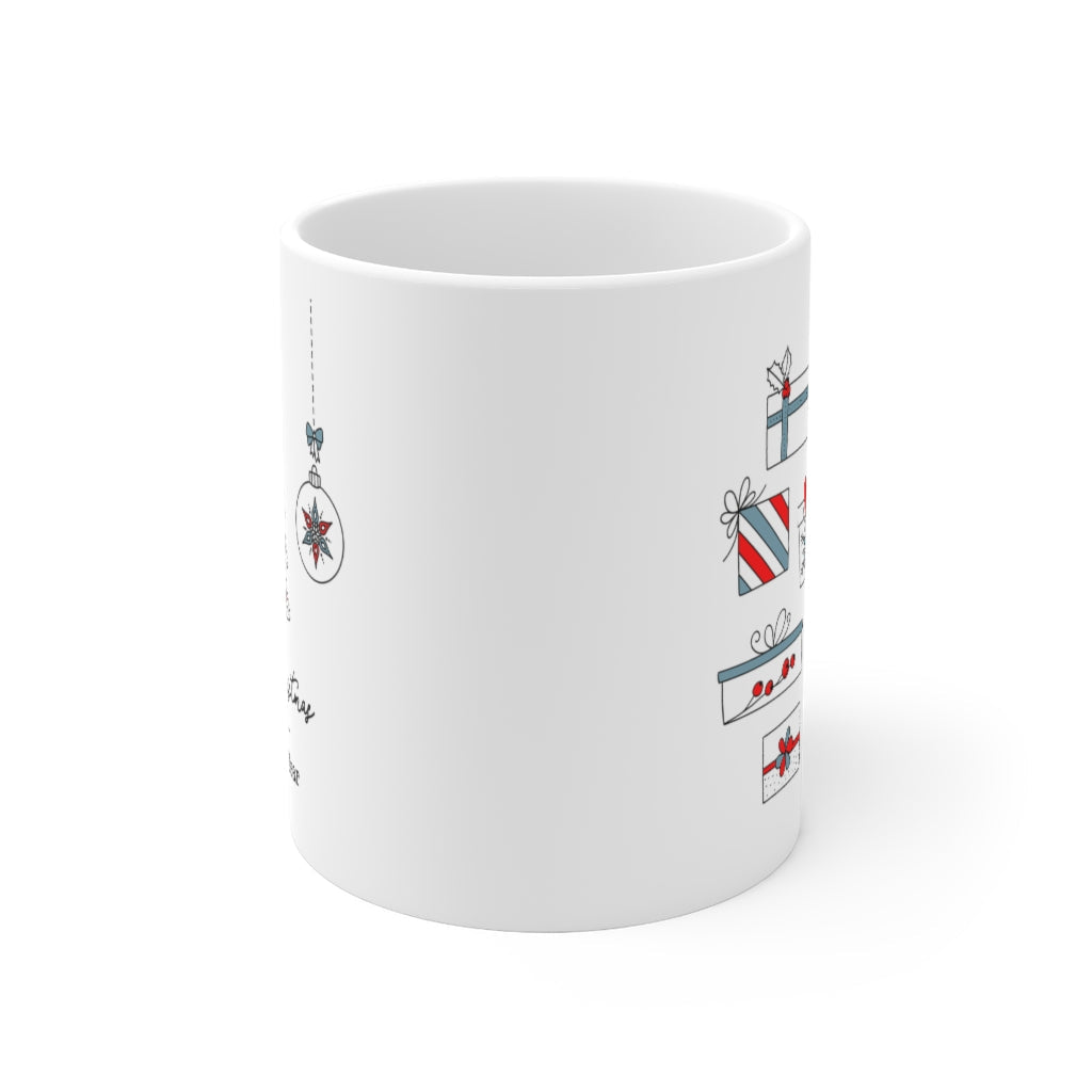 Festive Mug with Gift-Filled Stockings for Christmas