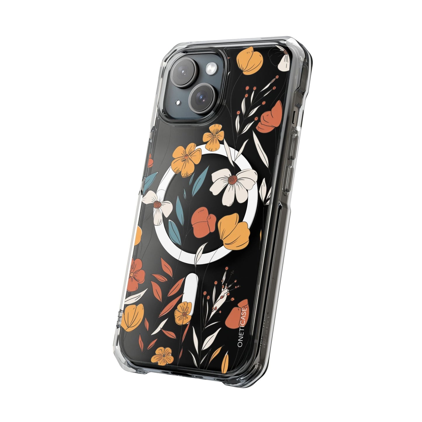 Magnetic Clear Case with a Rustic Floral Design for iPhone Models