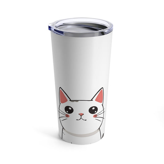 20oz White Tabby Kitty Tumbler