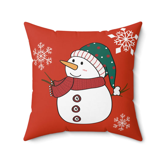 Double-Sided Faux Suede Christmas Snowman Pillow