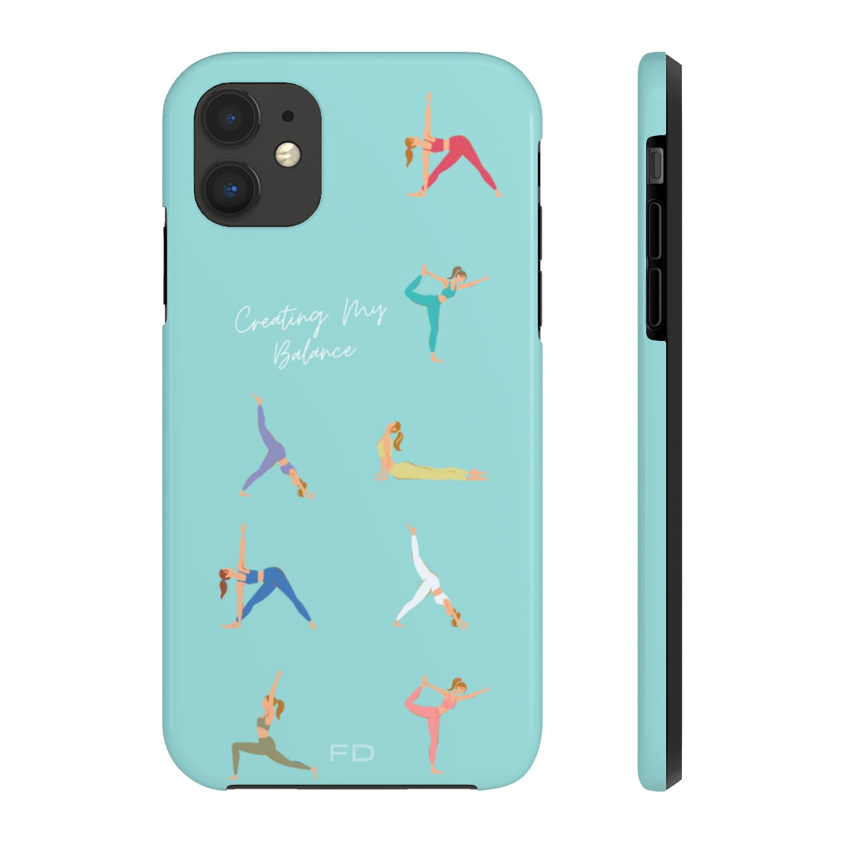 Blue iPhone Tough Case with Wireless Charging for Yoga Enthusiasts