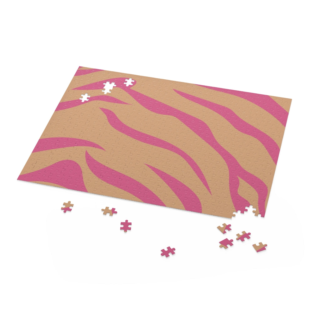 Leopard Print Pink Stripes 500-Piece Jigsaw Puzzle