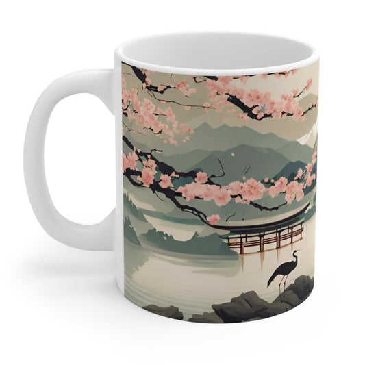 Vintage Mug featuring Traditional Japanese Cherry Blossom Art