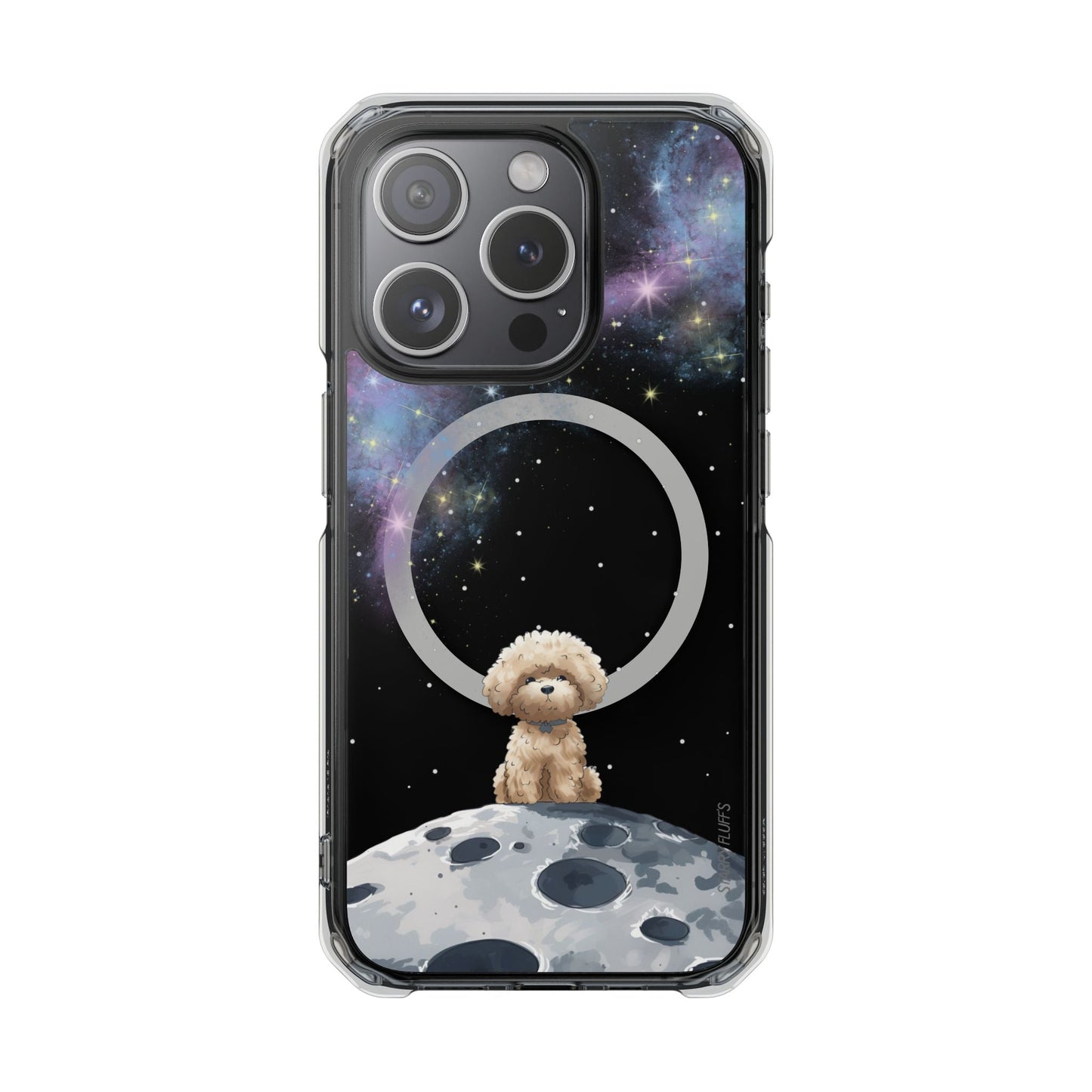 Pookie the Poodle in Space - Magnetic Clear Case for iPhone Models by Starry Fluff