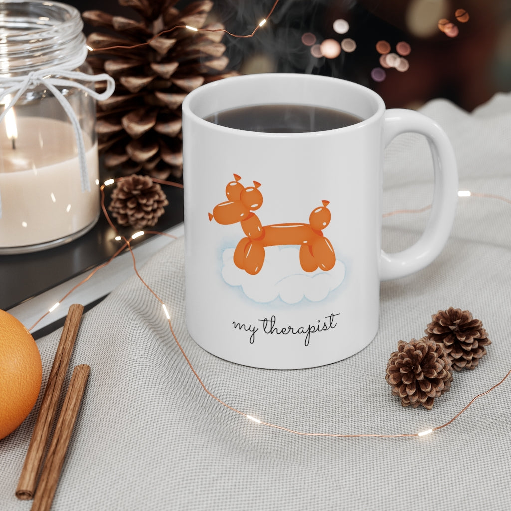 Mug with a Theme of an Orange Balloon Canine