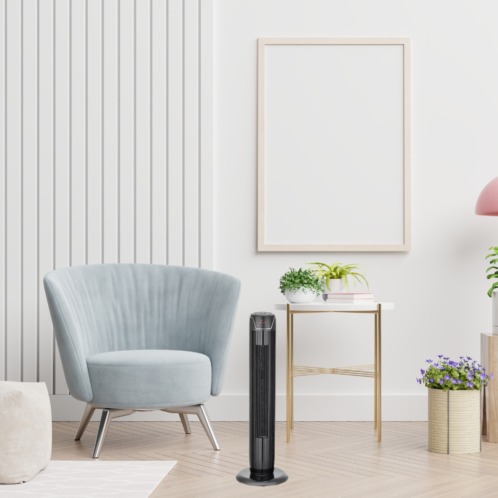 Black Desk and Tower Fan - 36" Portable