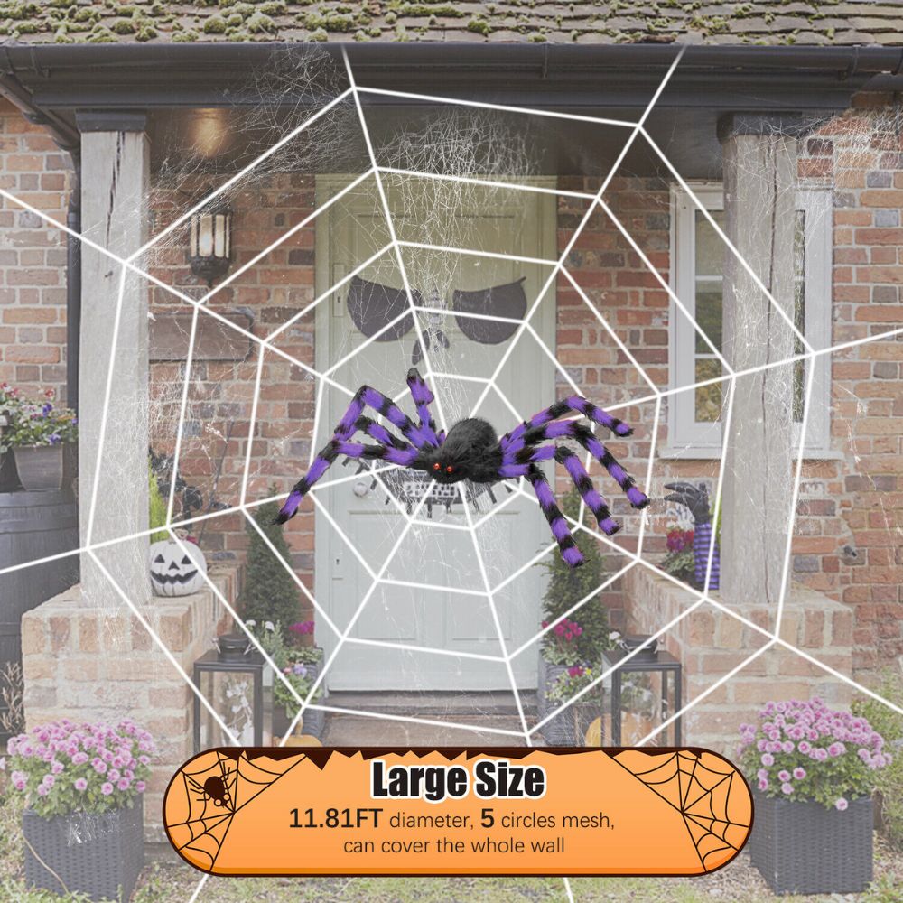 Huge Illuminated Halloween Cobweb Decorative Prop