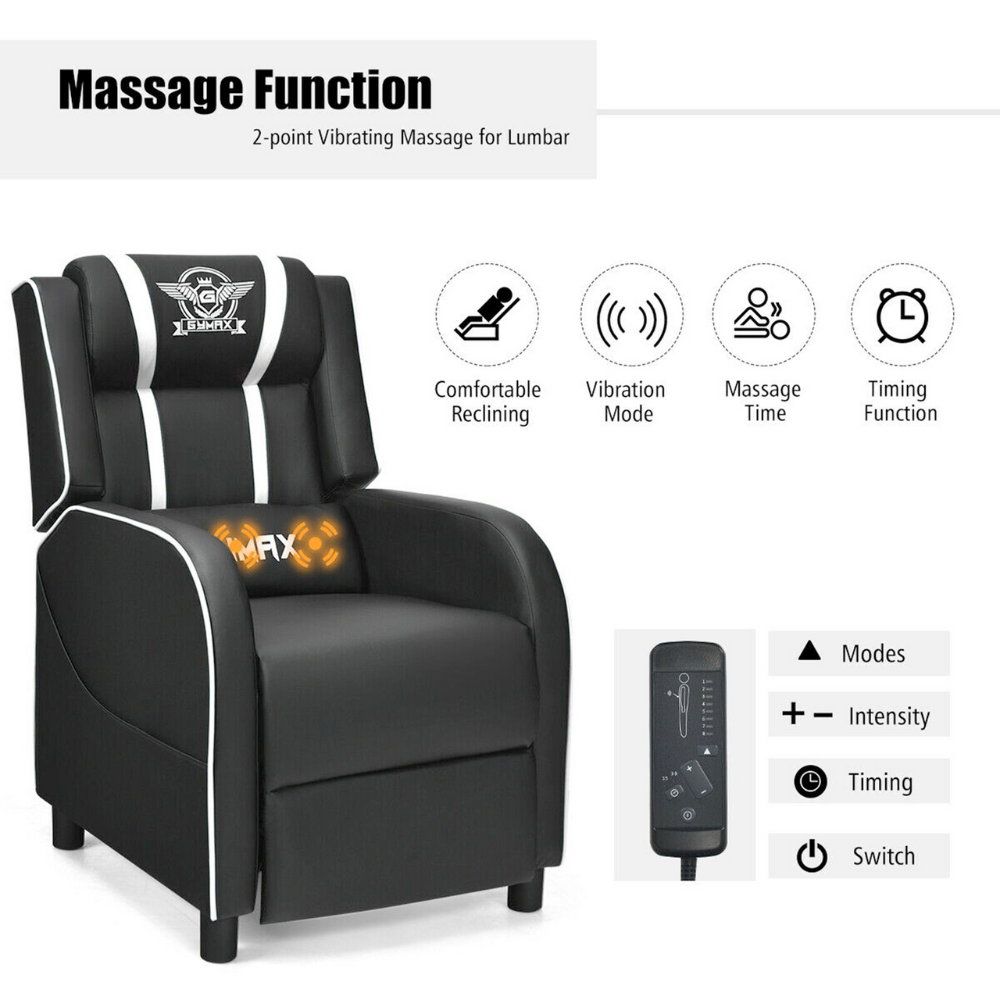 Massage Gaming Chair with Lumbar Support and Reclining Feature