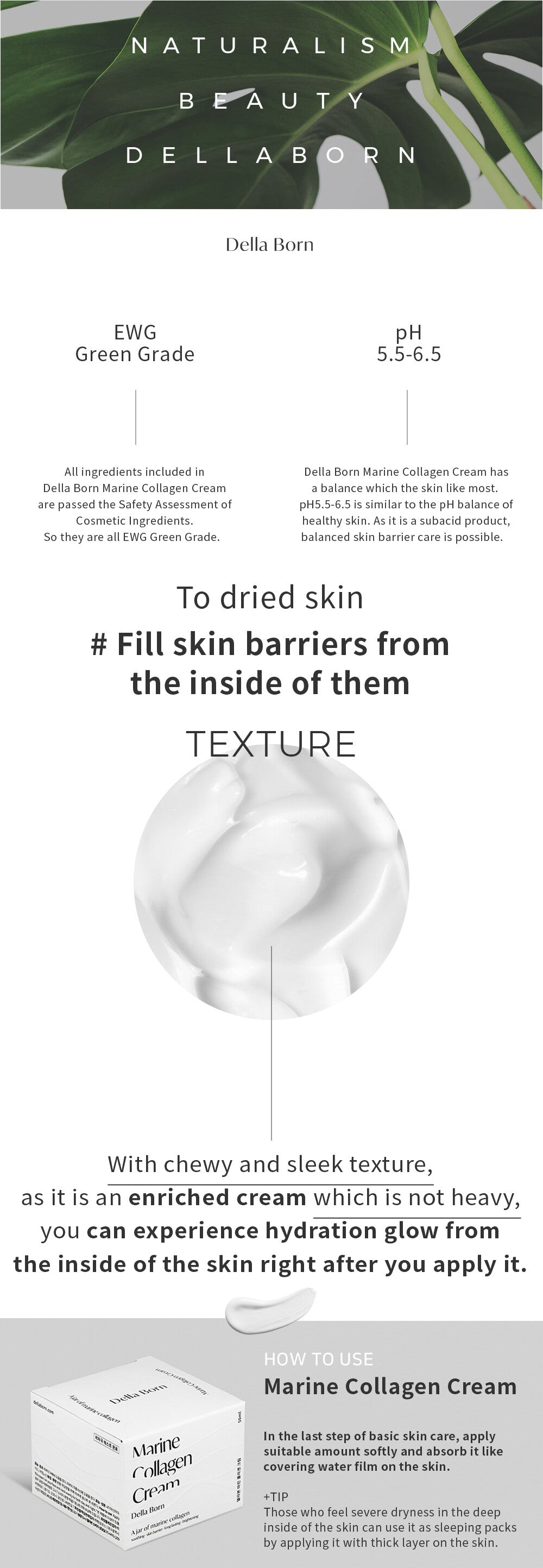 Marine Collagen Cream - 50ml: Della Born from Korea