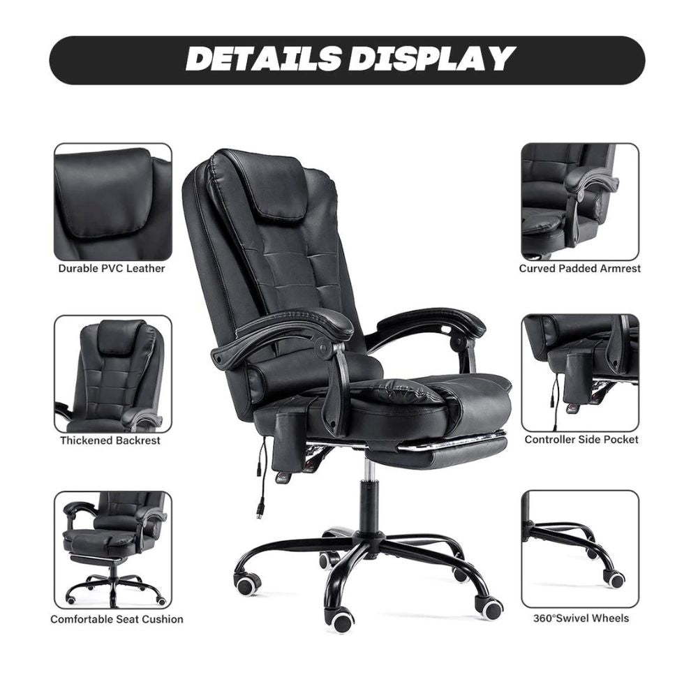 Deluxe 5-Mode Massage Office Chair with Adjustable Foot Support