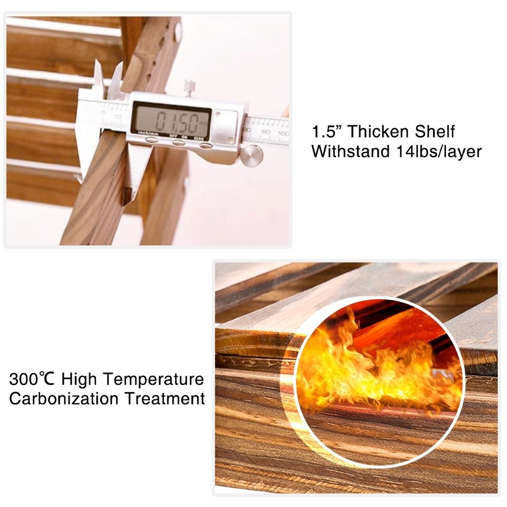 Multi-tiered Pine Wood Shelf for Indoor Plants - Modern Home Decor Stand