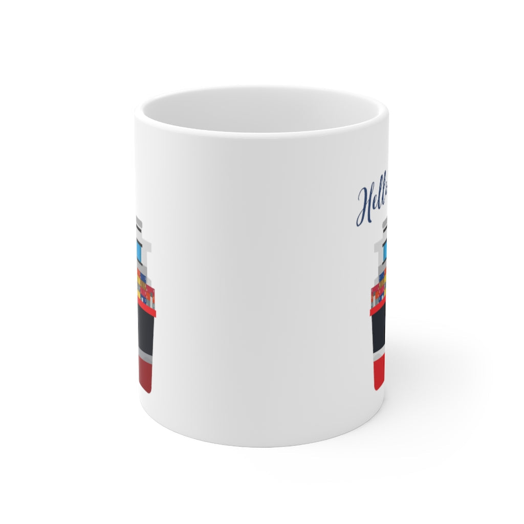 11oz Ceramic Mug - Cargo Vessel Container Ship Design