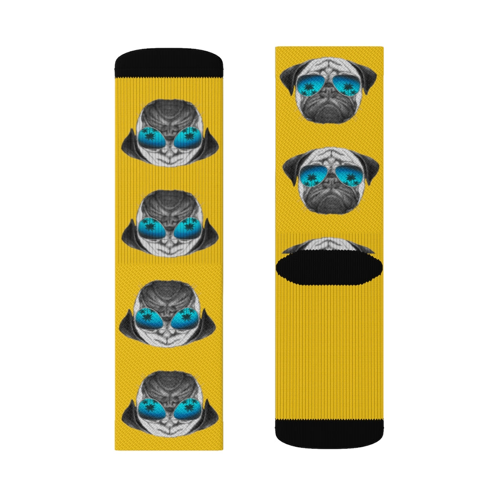 Novelty Socks with a Pug Wearing Sunglasses
