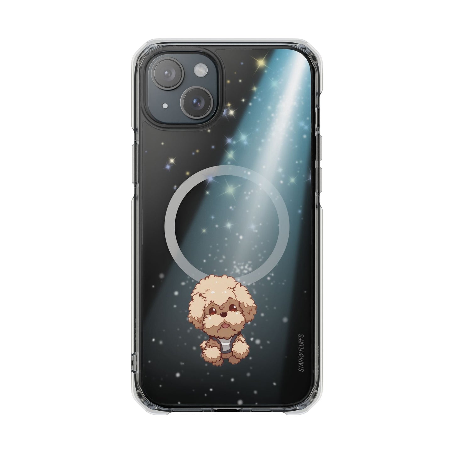 Pookie the Poodle - Luminous Canine Floating in Space Transparent Magnetic Phone Case for iPhone Collection