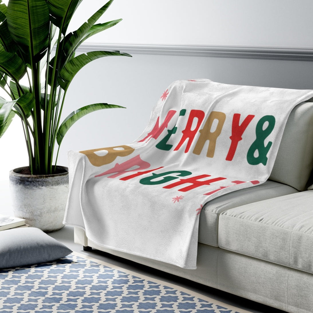 Merry and Bright Plush Holiday Blanket Throw