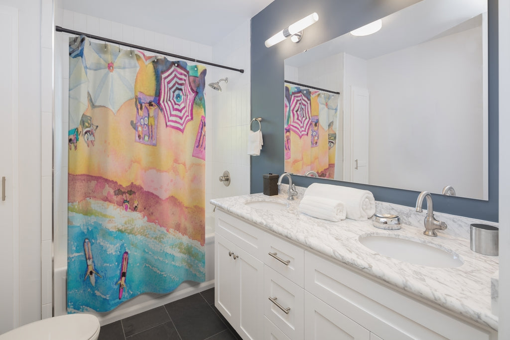 Vibrant Beach Day Shower Curtains for Home Decoration