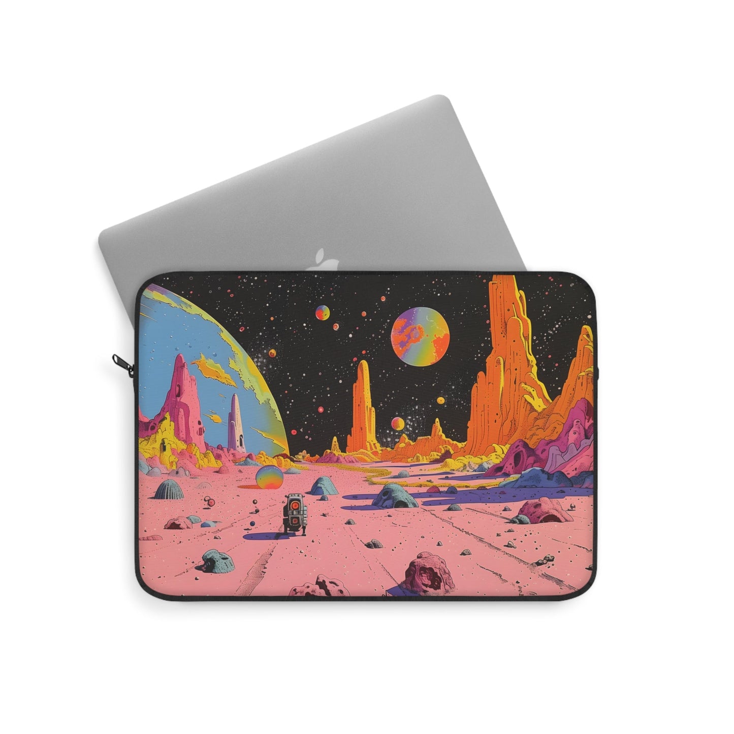 Laptop Sleeve with a Retro Space Robot Design