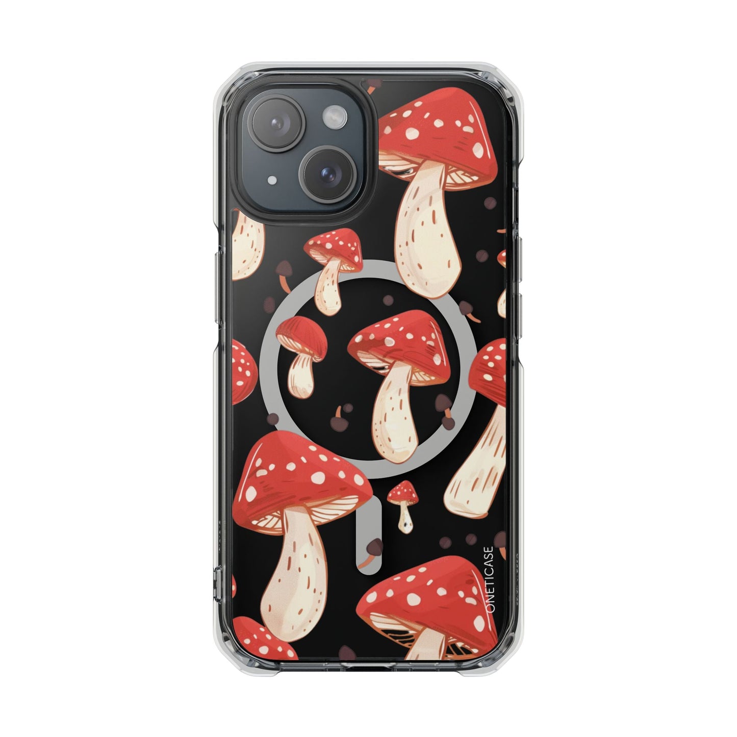 Magnetic Clear Case for iPhone Series - Red Mushroom Design