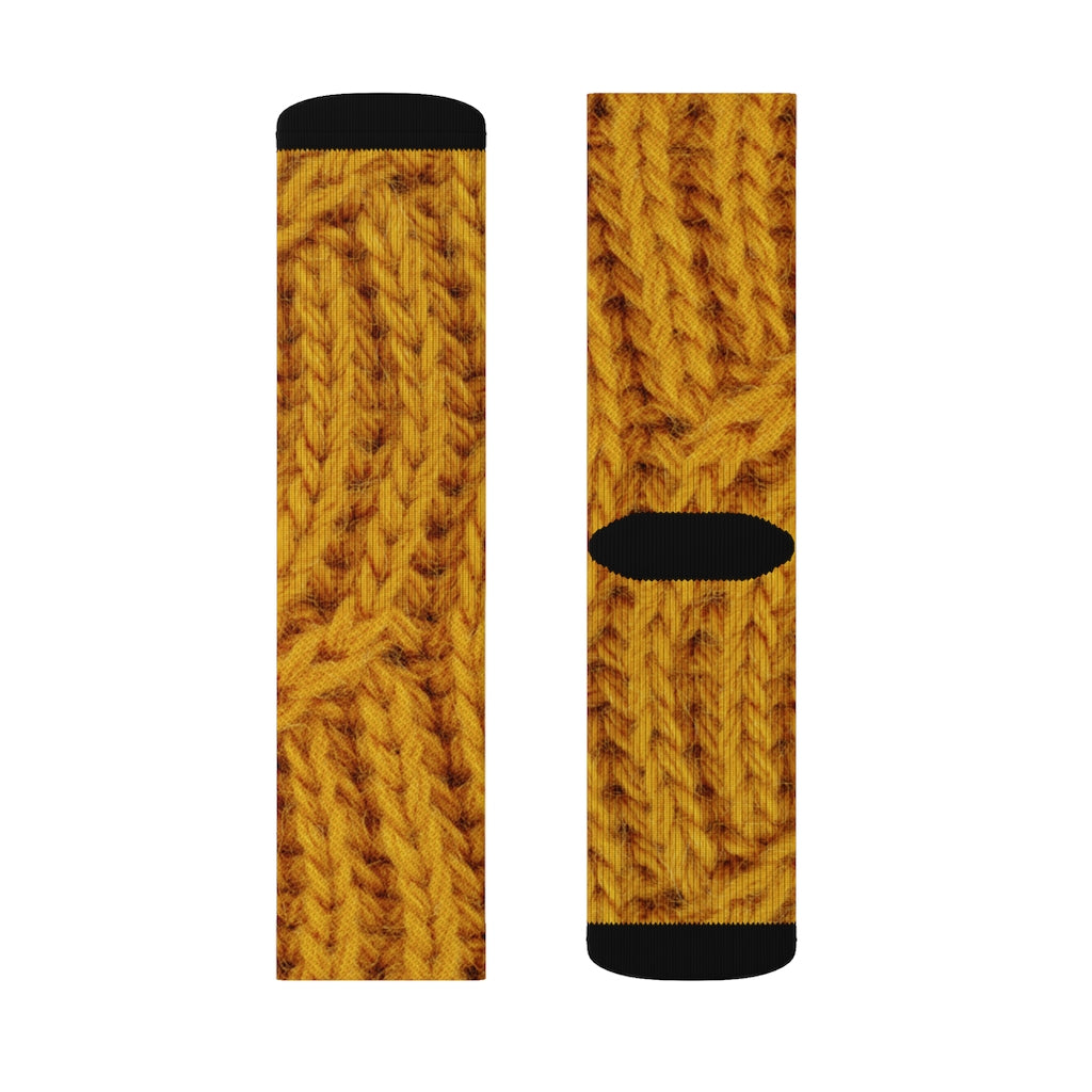 Wool Socks with Mustard Print Design for Fun and Novelty