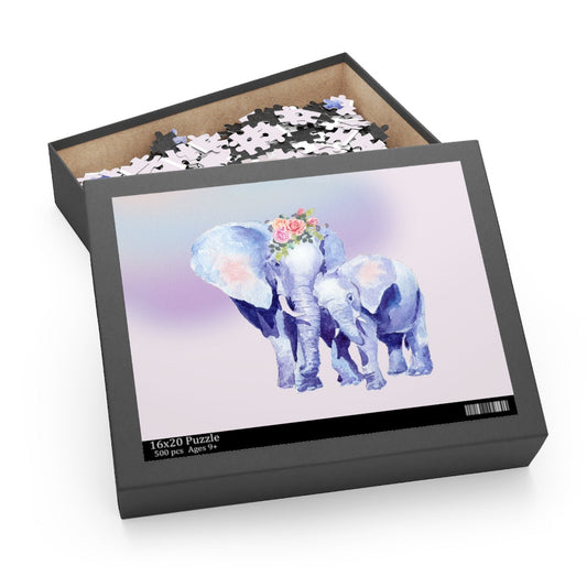 500-Piece Puzzle Featuring Auspicious Elephant Design for Mother and Baby