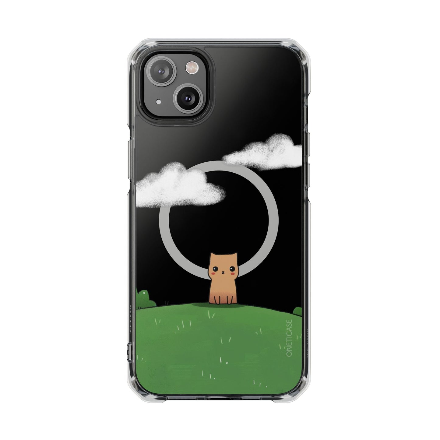 Magnetic Clear iPhone Case with Cat Design for Outdoor Enthusiasts