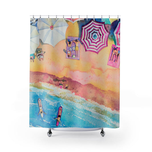 Vibrant Beach Day Shower Curtains for Home Decoration