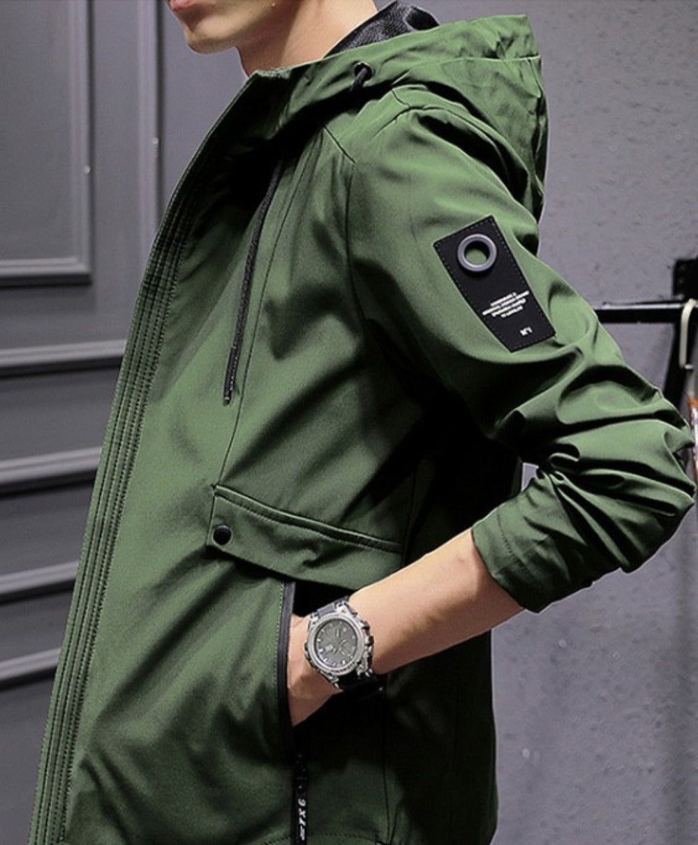 Zippered Street Style Hooded Jacket for Men