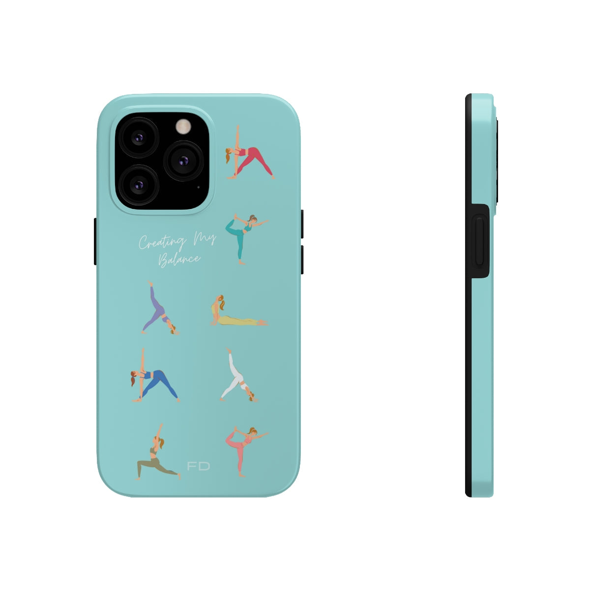 Blue iPhone Tough Case with Wireless Charging for Yoga Enthusiasts