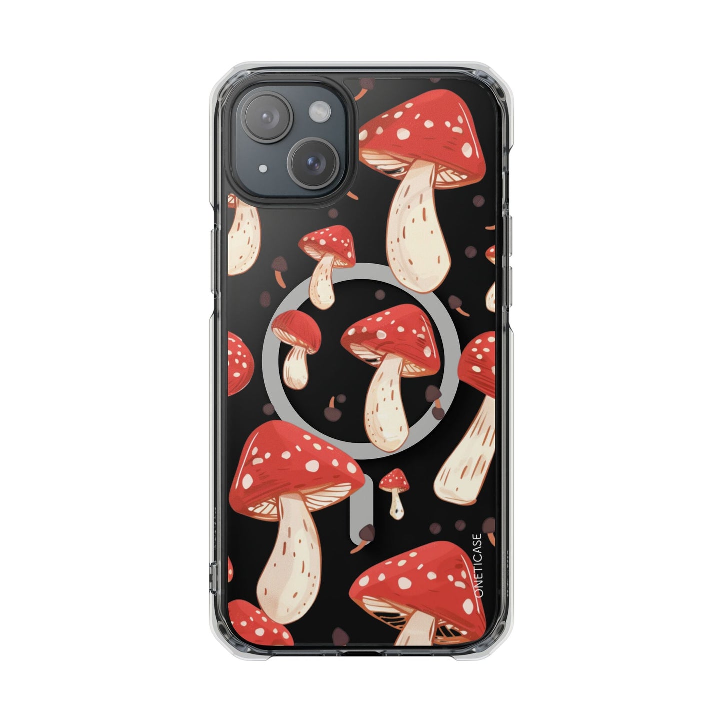 Magnetic Clear Case for iPhone Series - Red Mushroom Design