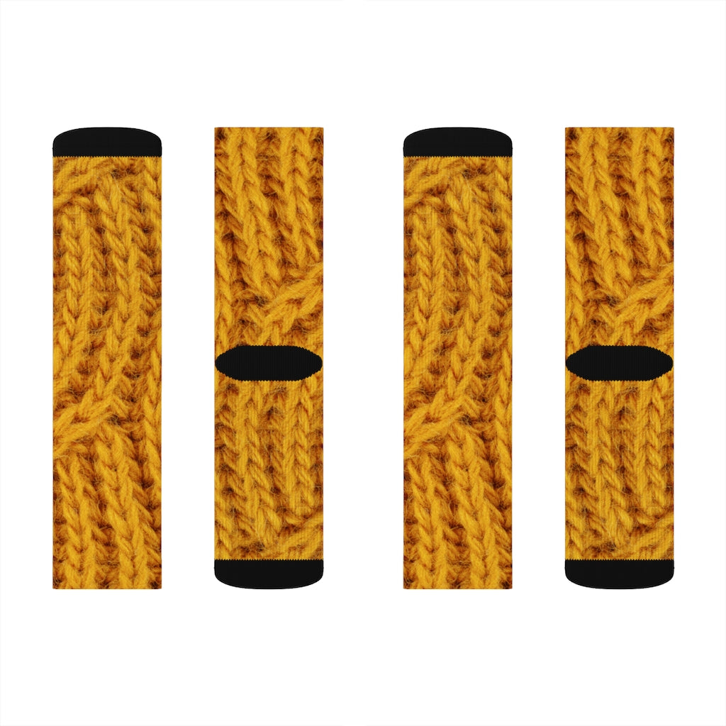 Wool Socks with Mustard Print Design for Fun and Novelty